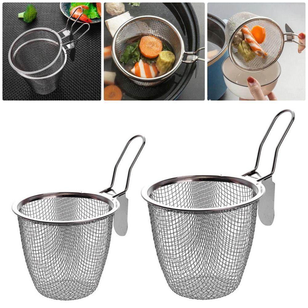 1Pcs Cooking Utensils Hot Pot Strainer Long Handle Frying Filter Basket Mesh Strainer Spoon