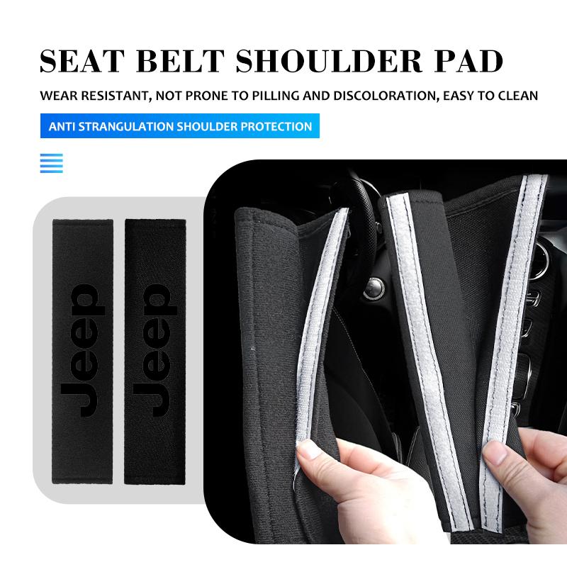 APK6 Universal Car Seat Belt Protector Shoulder Comfort Pad For Jeep Grand Cherokee Wrangler JK Renegade Gladiator Compass