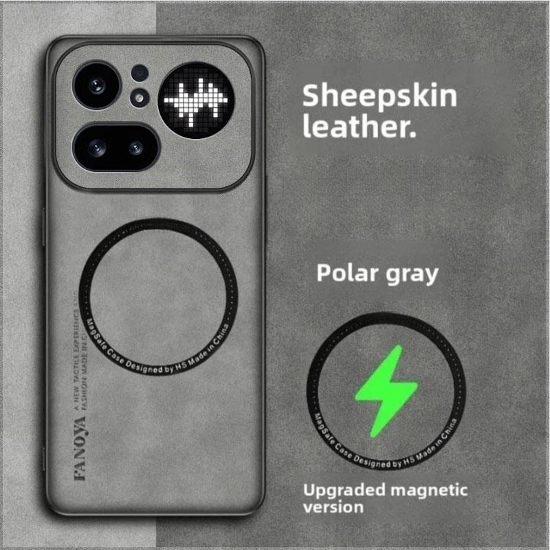Для Nothing Phone 4A Pro Чехол из овчины Ударопрочный Магнитный чехол для Magsafe для Nothing Phone 4a Pro Матовый корпус-бампер из ПУ кожи