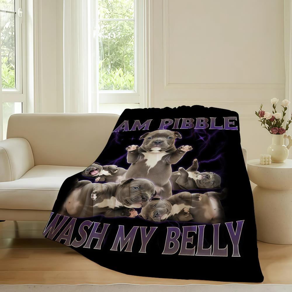 Печать модная Pibble Wash My Belly Плед для дивана, офиса, кровати, самолета, путешествий, сна, чтения, отдыха, кемпинга, мягкий и теплый
