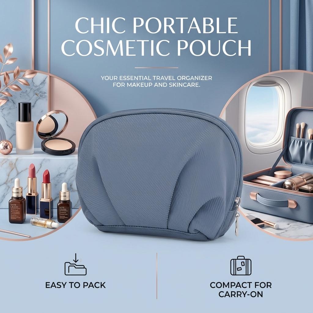 Half Moon Cosmetic Bag Portable Storage Organizer For Women Waterproof Lightweight Travel Friendly