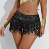 Sequined Tassel Latin Dance Skirt for Women – Stage and Bar Performance Costume Shorts