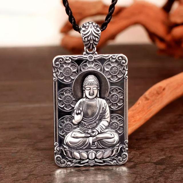 Thousand-handed Avalokitesvara Tathagata Pendant Male Blessing Amulet Trendy 925 Silver Chain Necklace For Men Guardian Buddha