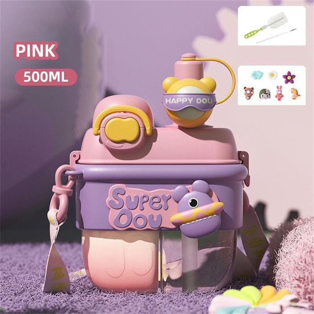 Портативный поильник-непроливайка с яркими цветами, устойчивый к падениям и столкновениям, два способа пить воду, нажатие одной кнопки, летняя присоска