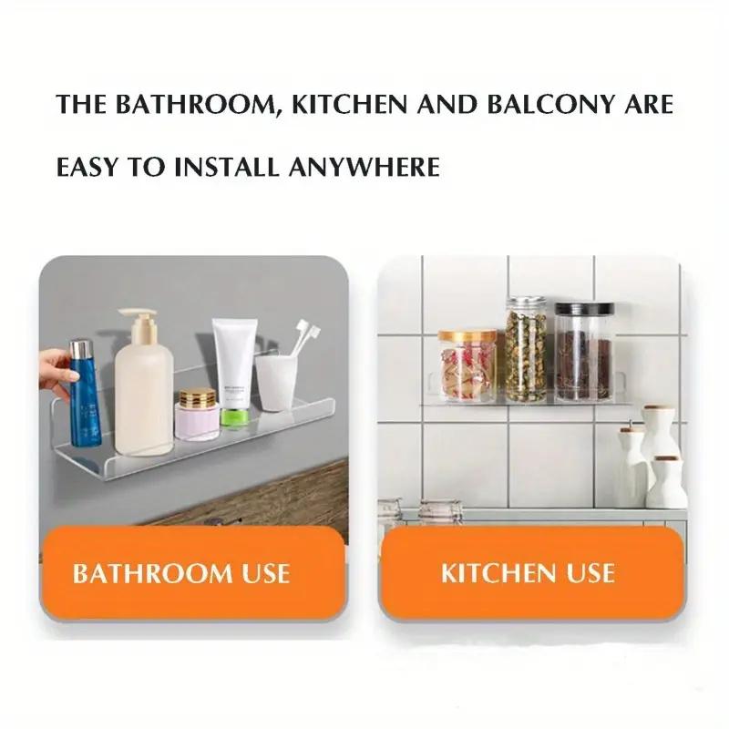 30x10x4cm Transparent Acrylic U-Shaped Display Storage Rack Punch-Free Bathroom Wall Storage Shelf