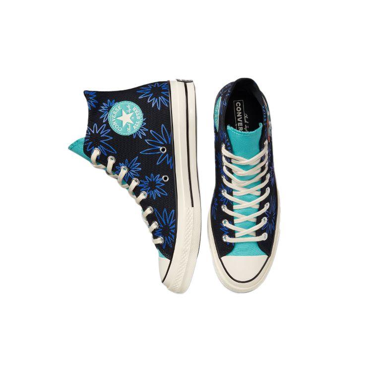 Converse Кроссовки унисекс Chuck 70 High Sunny с цветочным принтом, черные, бирюзовые, Game-Royal 172824C
