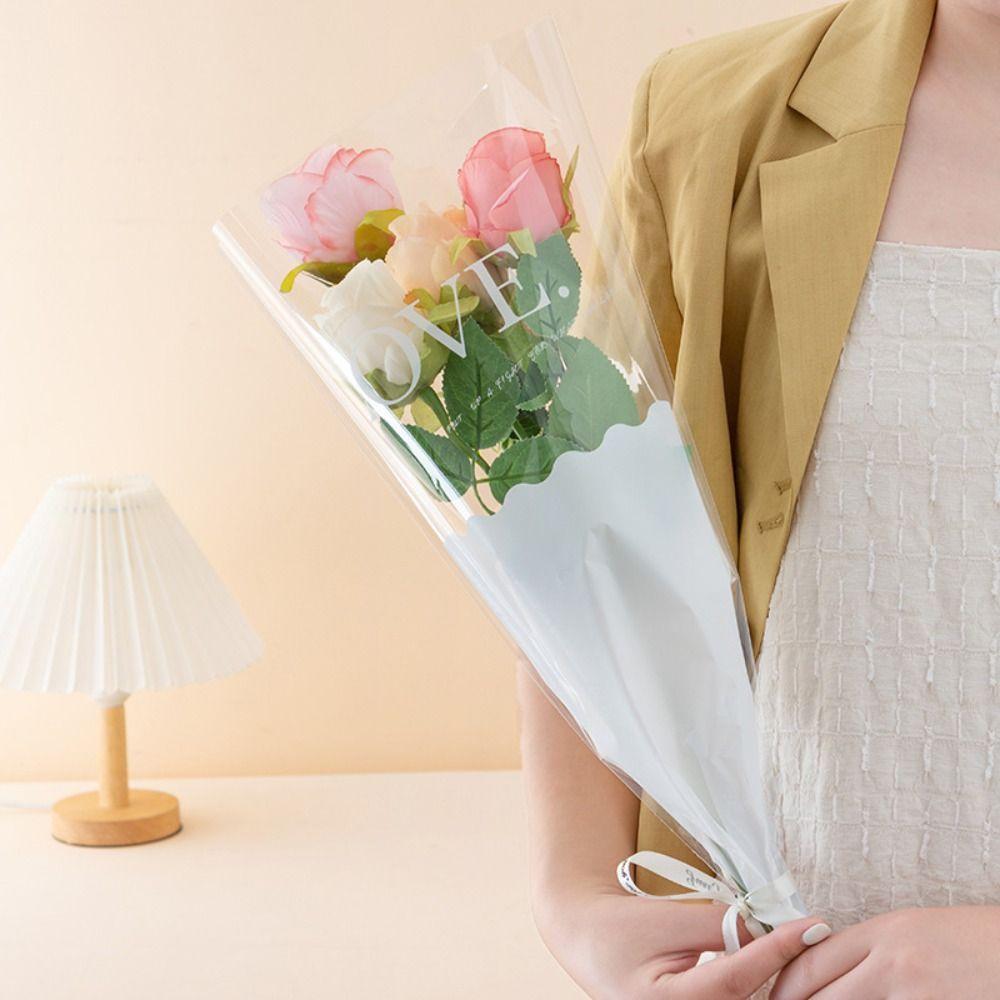 50pcs Waterproof Flower Packaging Bag Package Supplies Bouquet Packing Material Wedding