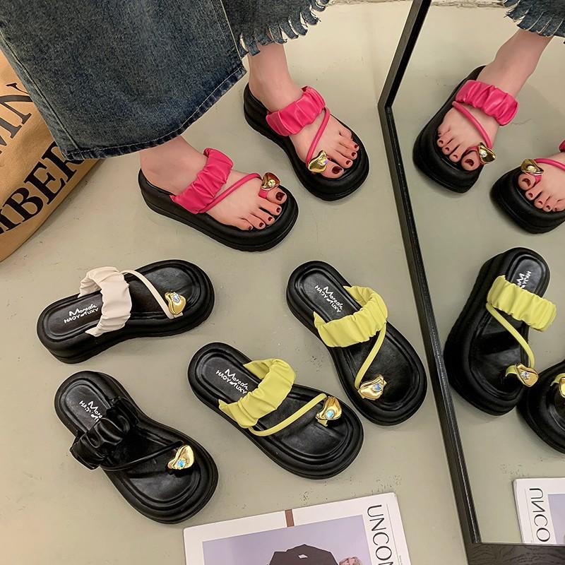 Fashion Women Clip Toe Platform Sandals 2024 Summer Thick Sole Wedges Beach Slippers Woman Anti-Slip High Heels Female Flip-Flops Slides