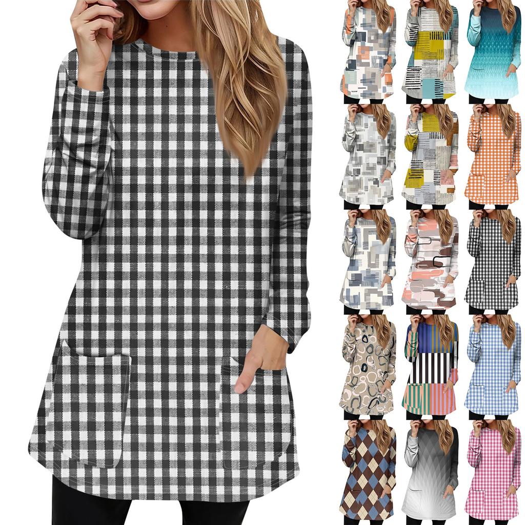 Women's Sweatshirt Pullover Active Sportswear Pocket Print Casual Round Neck Long Sleeve Top