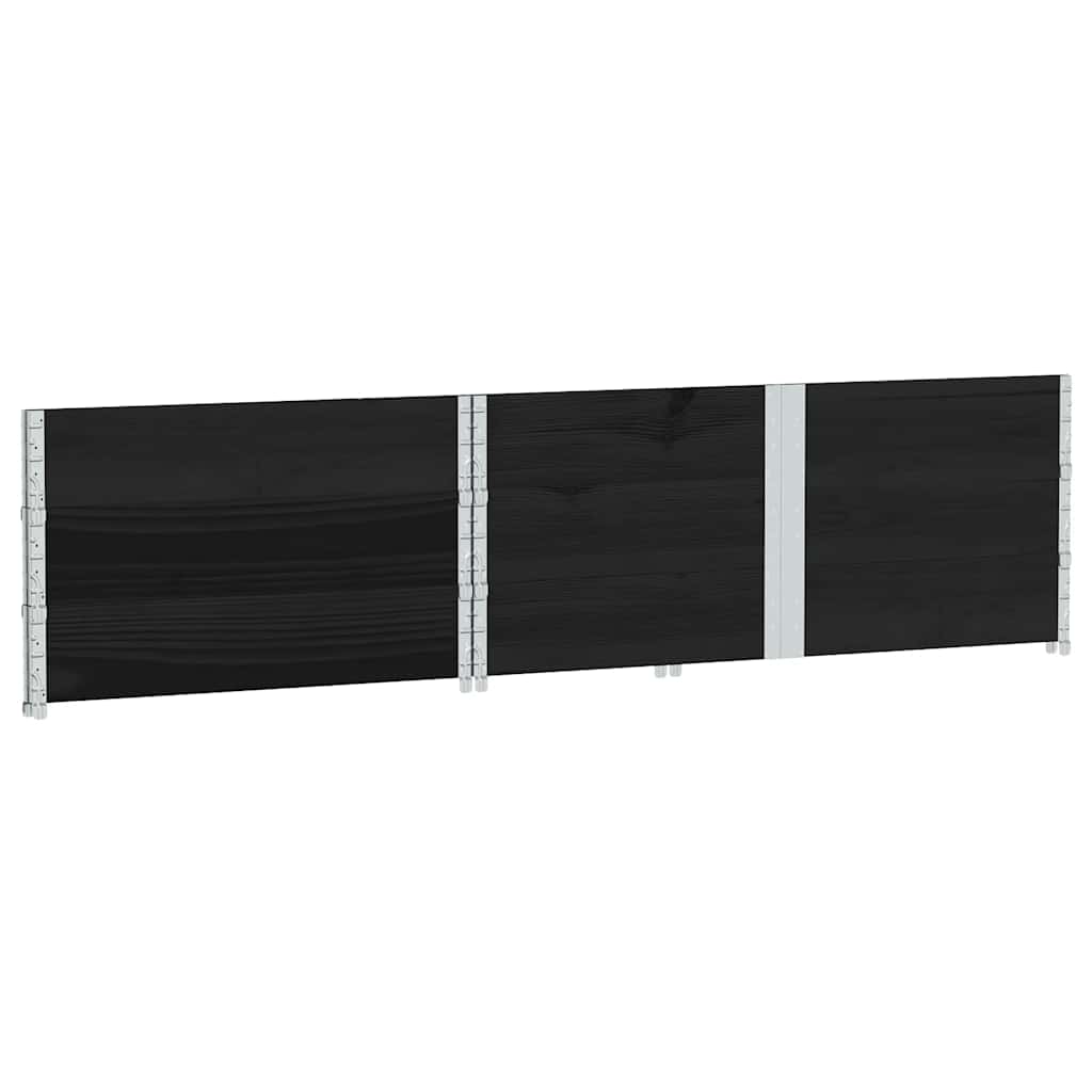 Vidaxl Nadstawki Paletowe, 3 Szt., Czarne, 150X100 Cm, Drewno Sosnowe