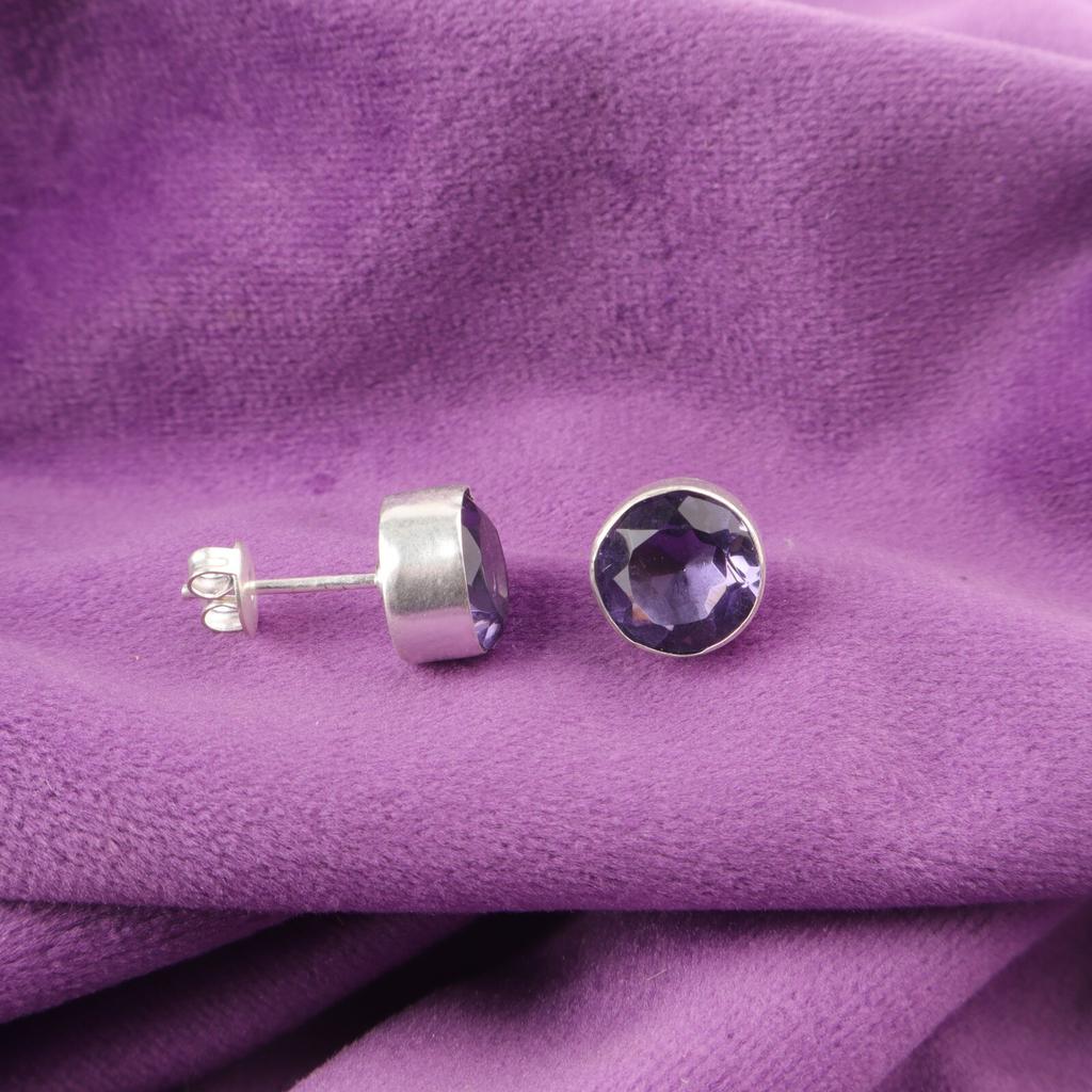 Аметист Камень Февраль Юбилей Пусеты Помолвка Этнические Серьги Серебро 925 пробы EE-150-16