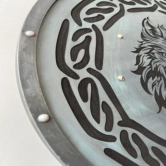 Handcrafted Viking Wolf Shield 24" Norse Wall Decor Home Decor