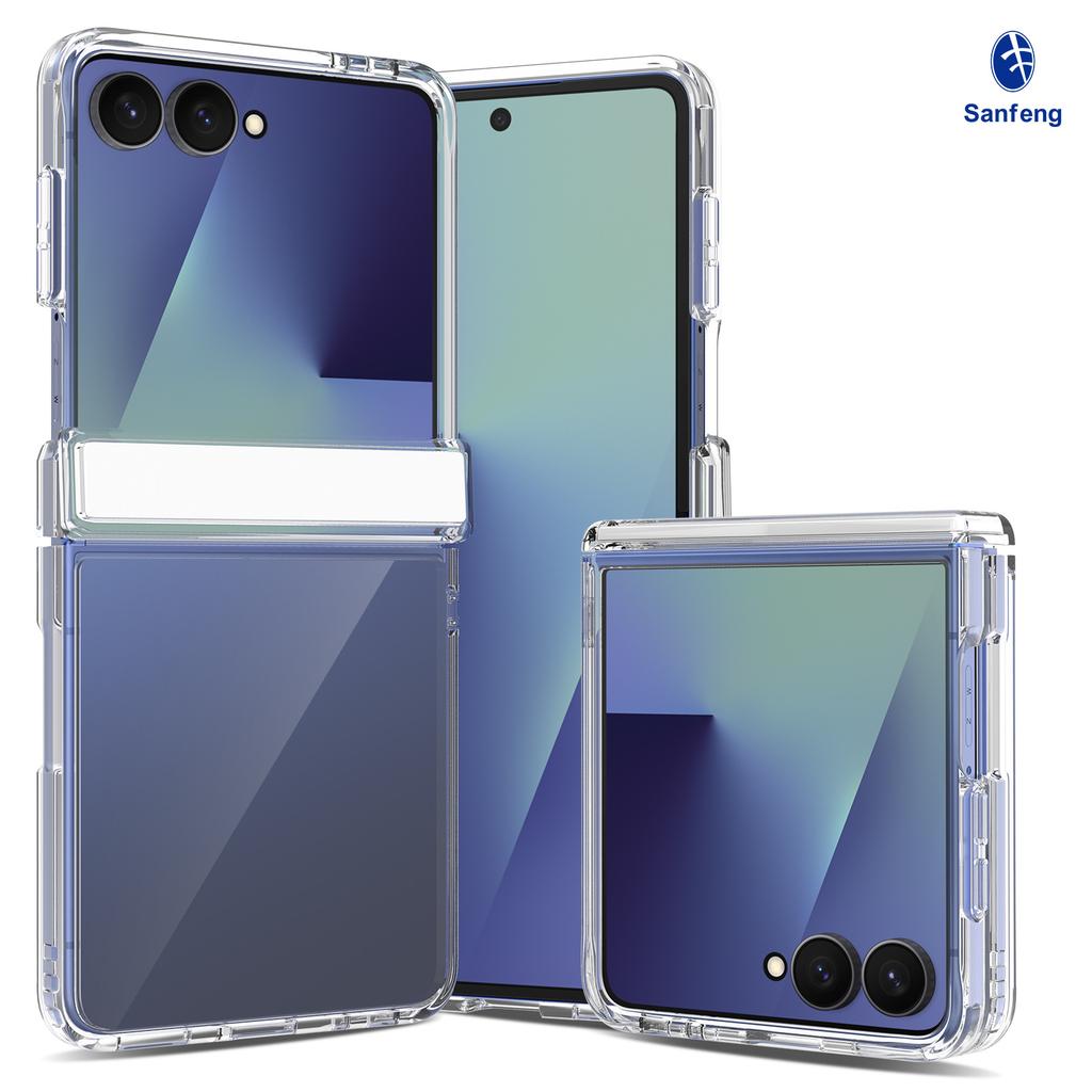 Прозрачный чехол для мобильного телефона Samsung Z FIip8 с боковой крышкой, складывающейся вверх и вниз, FIip7 противоударный чехол-книжка два в одном