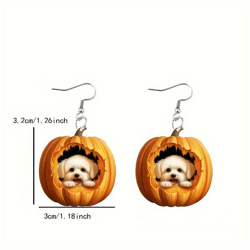 Chic Pumpkin Puppy Acrylic Earrings: Creative Design with High-End Appeal