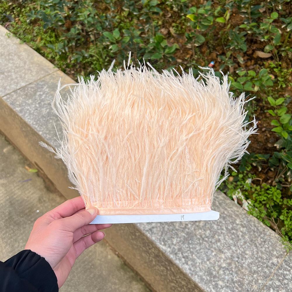 Feather1Meter Natural Ostrich Feathers Trim Fringe 8-10cm Fluffy Real Ostrich Feather Ribbon for Wedding Party Dress Sewing Decoration