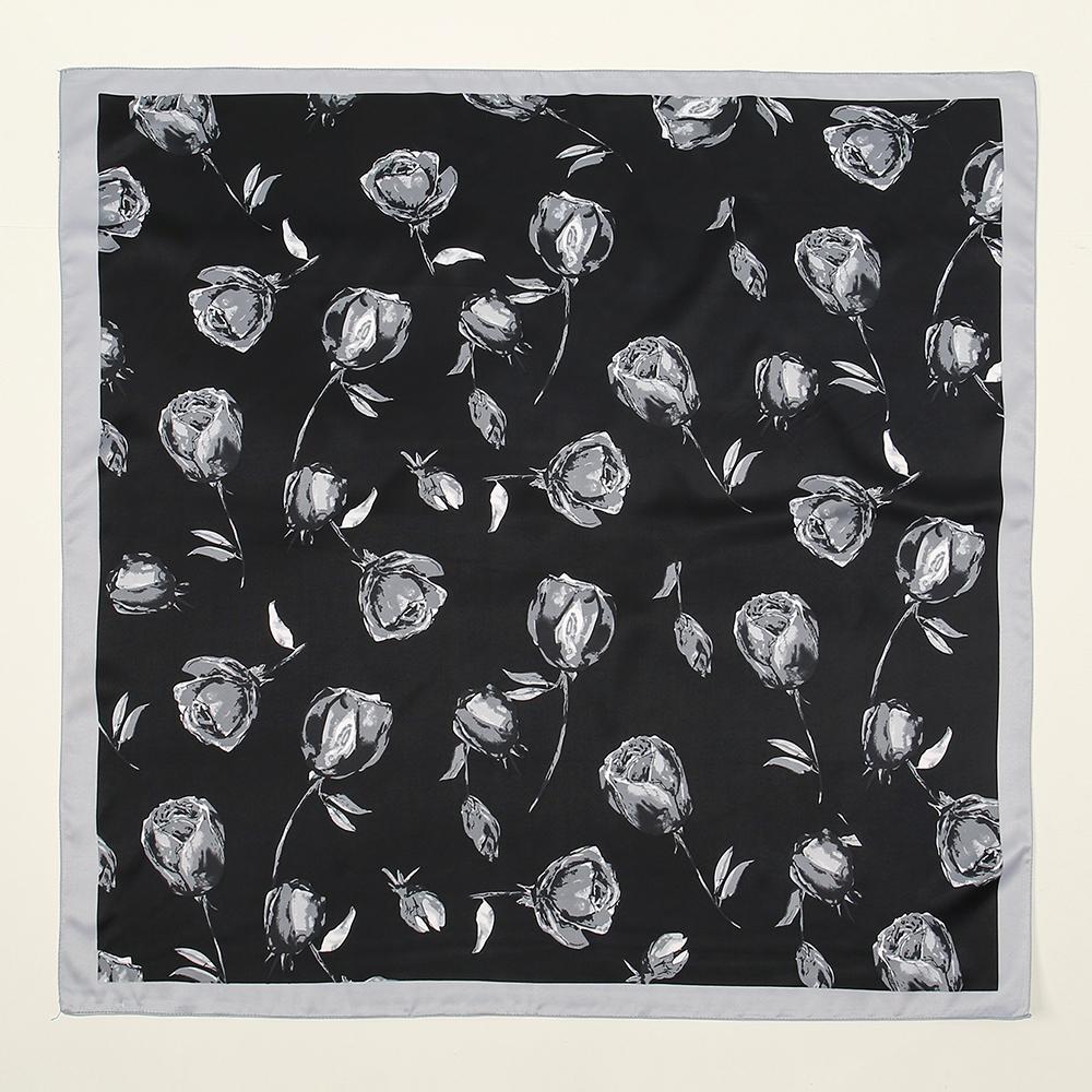 Летняя Повседневная Квадратная Бандана-Хиджаб с Принтом Роз, Атласный Шелковый Платок для Мусульманской Женщины, Повязка на Голову, Женские Платки, Повязка на Голову 85*85 см