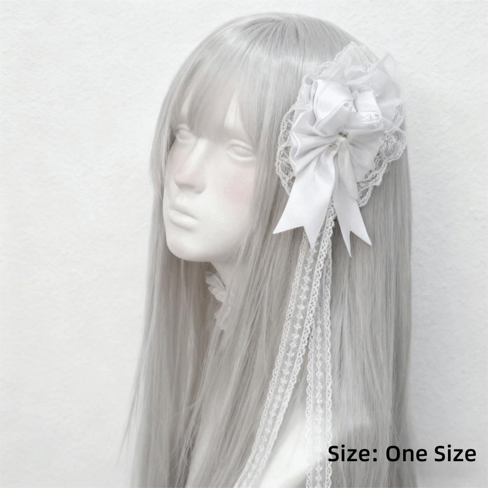 Black Lace Headbands Satin Bow Cosplay Hair Clips Retro Rose Hairpins Cosplay Party
