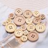 Natural Wood Button, Thin Edge Four-Eye Wooden Button, Children'S Handmade Diy Clothing Accessories, Round Log Button