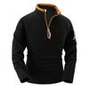 Men's Stand-up Collar Half-zipper Long-sleeved Fleece Top, Arm Trendy Zipper Hoodie Pullover Training Hoodie