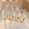 4Pcs/Set White Zircon Engagement Rings Set for Women Classic Gold Color Wedding Ring Jewelry Gift