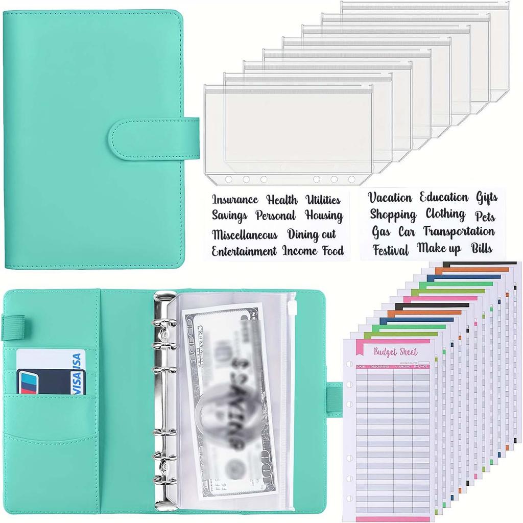 Папка А6, блокнот для записей от руки, блокнот с узором, блокнот на разъемных листах из ПУ кожи, карман на разъемных листах для наличных, блокнот для бюджетных записей