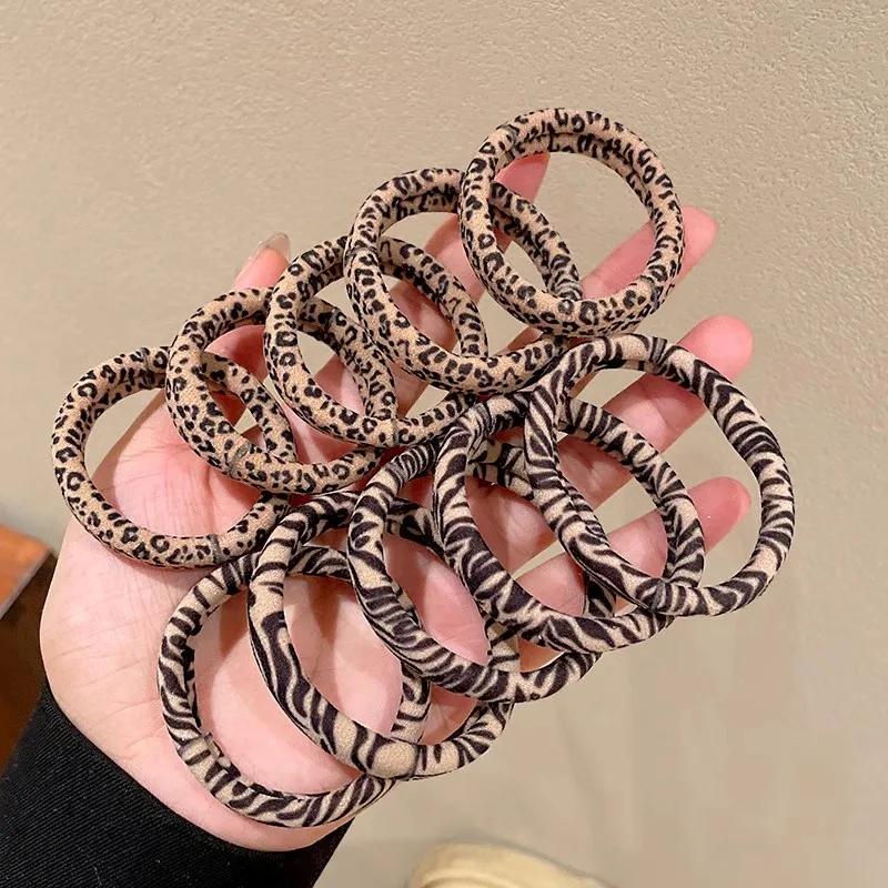 5/10pcs Leopard Print High Elastic Hair Ties Scrunchie High Elasticity Ponytail Holder Women Girls Hair Rings Rope Accessories