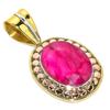 Red Ruby(Simulated) Handmade 925 Sterling Silver Two Tone Pendant 1.25" R6q82