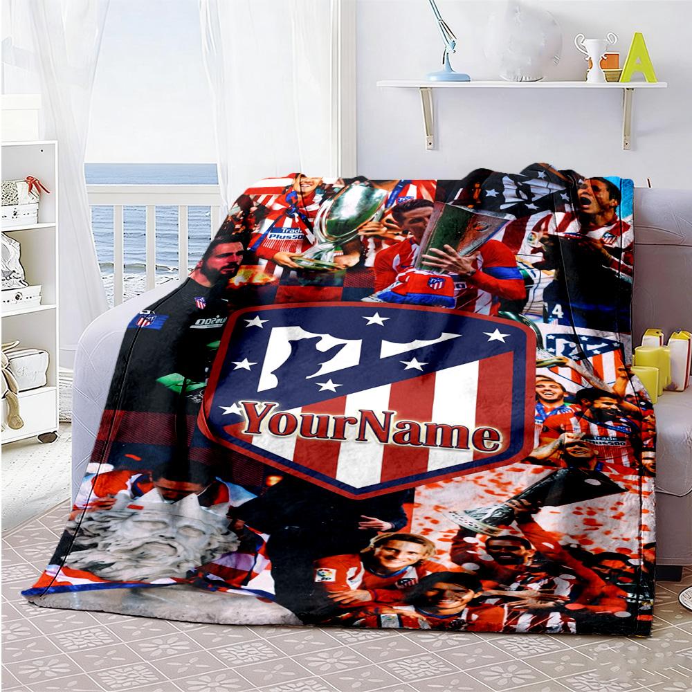 Atletico Madrid Personalized Text Blanket Throw Personalized Blanket Warmthful Decor for Bedding Office Picnics Office Chair Ideal for All Seasons