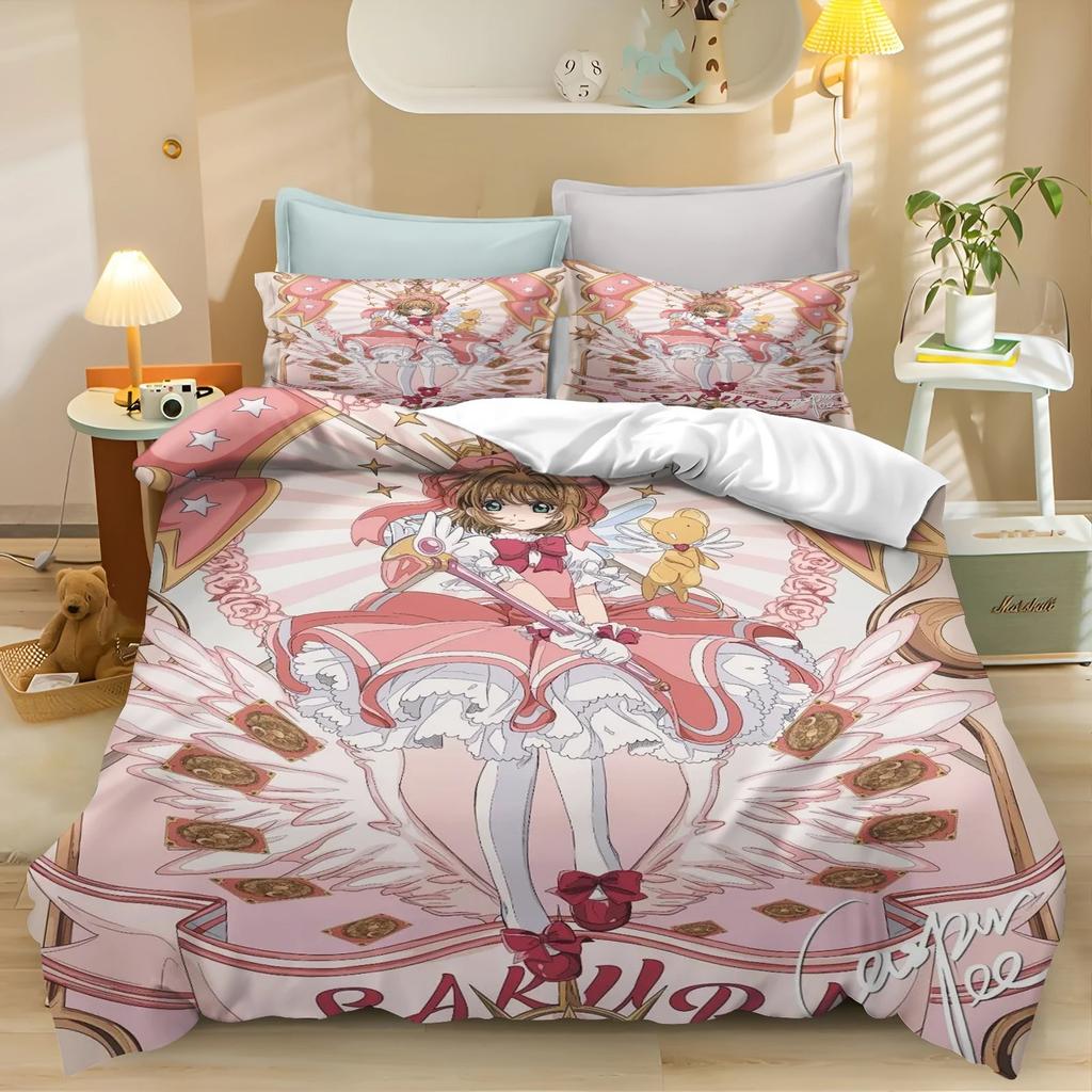 Catoon Bedding Set Cardcaptor SSakura Boys Girls Single/Double/Queen Size Duvet Cover Pillowcase Bed Kids Adult 2/3piece set