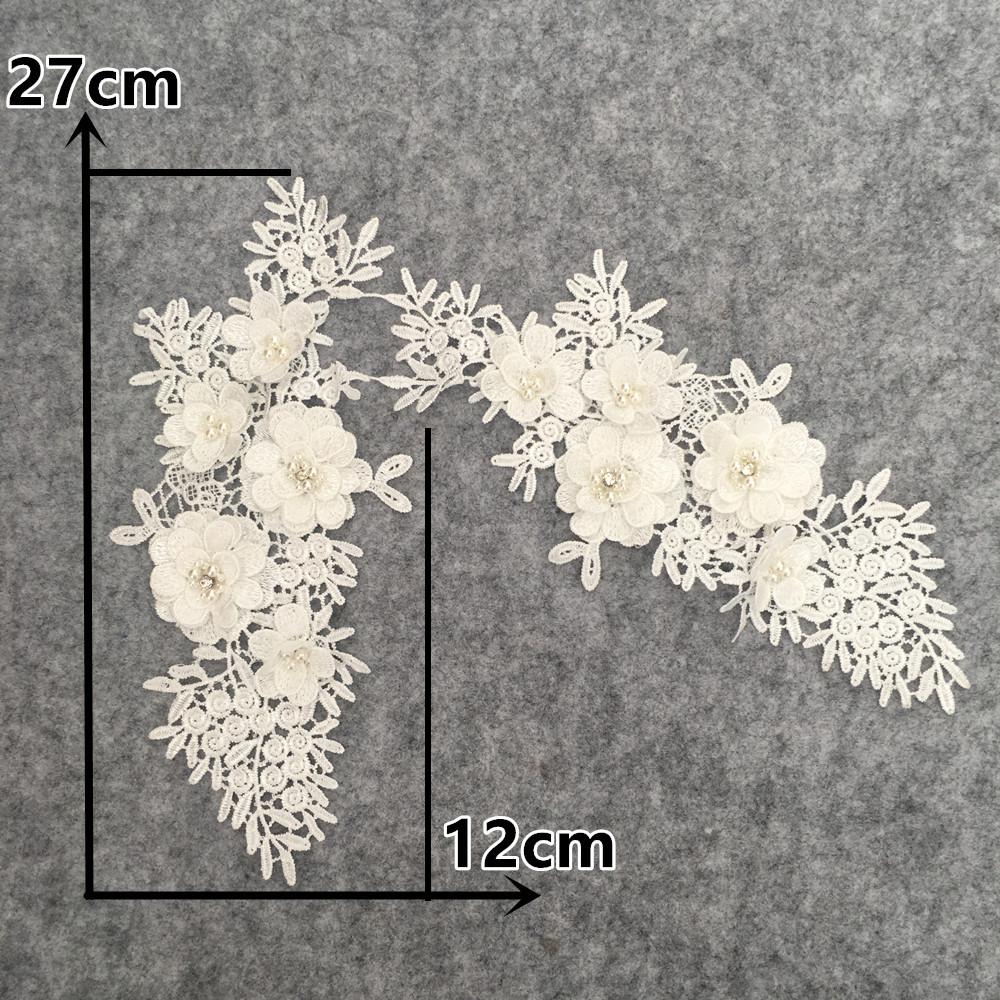 Черно-белый I Полиэстер Полая вышивка Бусины Стразы Швейное кружево DIY Декор с аксессуарами для воротника одежды