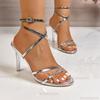Модные золотые серебристые лакированные кожаные босоножки на высоком каблуке для женщин, с перекрестными ремешками, на тонком каблуке, вечерние сандалии, большие размеры, с ремешком на щиколотке, обувь-гладиаторы
