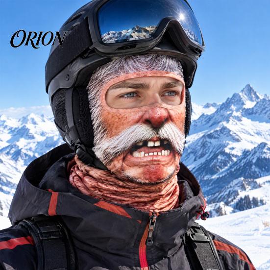 Winter Sports Face Covering Realistic Print Ski Mask for Winter, Old Man Balaclava Snowboarding Fleece Mask, Windproof Full Cover Neck Gaiter Outdoor