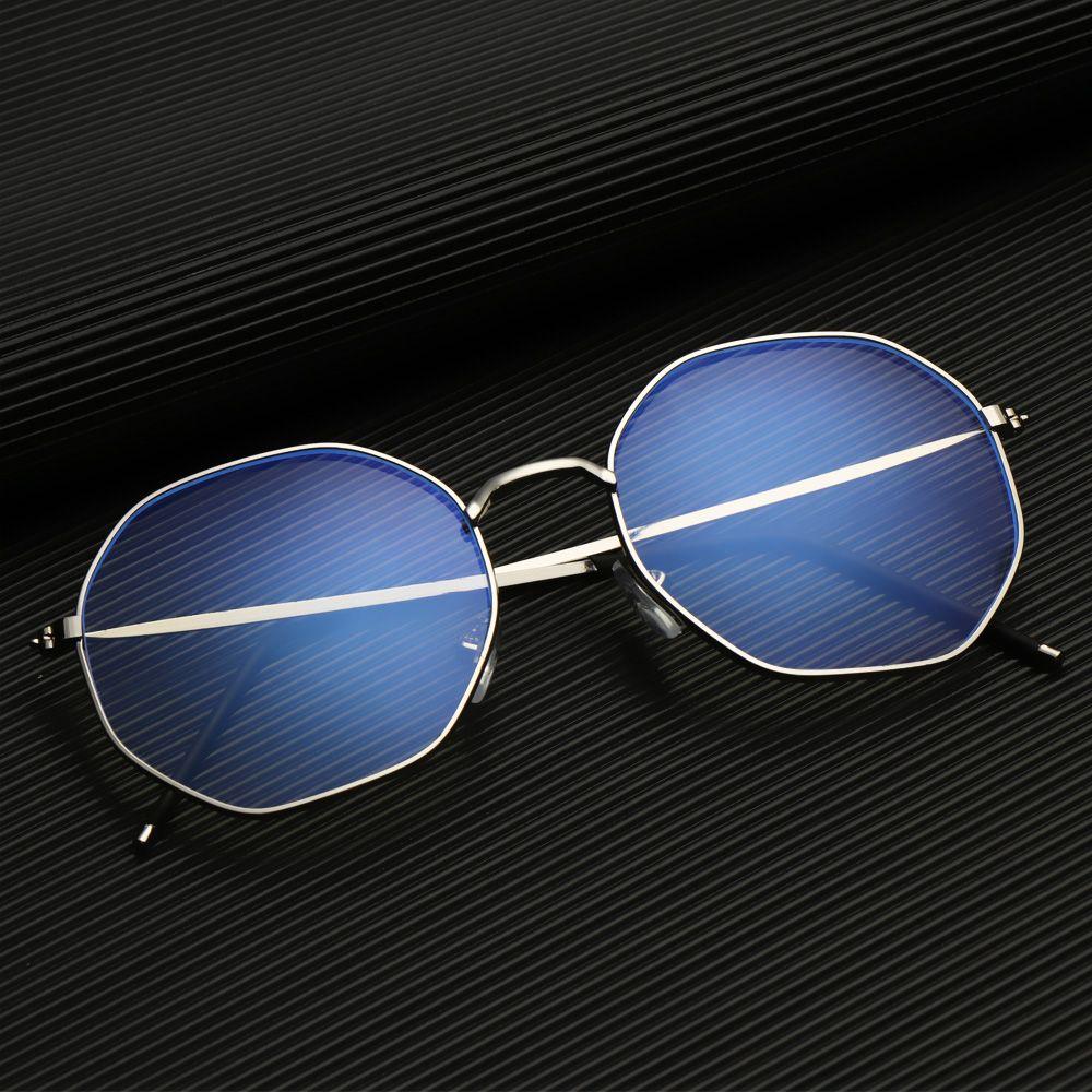 Computer Portable Polygon Eye Protection Metal Glasses Ultra Light Frame Anti-Blue Light Eyeglasses