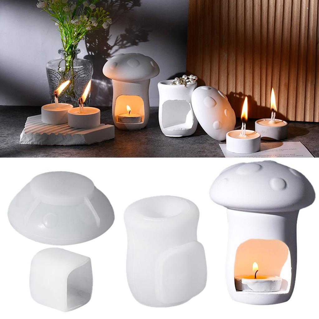 Silicone Mold for Crafting Decorative Candle Stand Tealight Holder House Ornament Mold Hollow Mushroom Plaster Mold