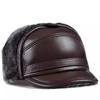 Мужская зимняя шапка из натуральной кожи с защитой ушей и бархатной подкладкой для пожилых людей