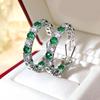 Huitan Brilliant Green/Blue Cubic Zirconia Big Hoop Earrings for Women Luxury Trendy Wedding Accessories Modern Fashion Jewelry