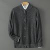 Men's mink knitted cardigan jacket with half-height stand-up collar button-down autumn and winter casual large-size men's rabbit fleece sweater