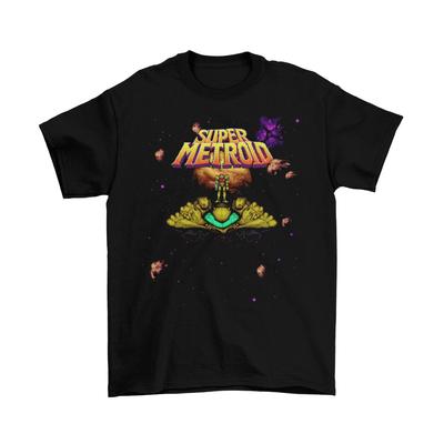 Футболка Super Metroid Унисекс Взрослый Смешные Размеры Samus Aran Ретро NES Космос Новый