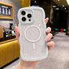 Волнистая/Прямая Рамка Прозрачный Чехол для Телефона для iPhone 16 Pro 15 14 Pro Max 13 12 11 Магнитный Чехол для Magsafe Ударопрочный Мягкий Прозрачный Задний Чехол