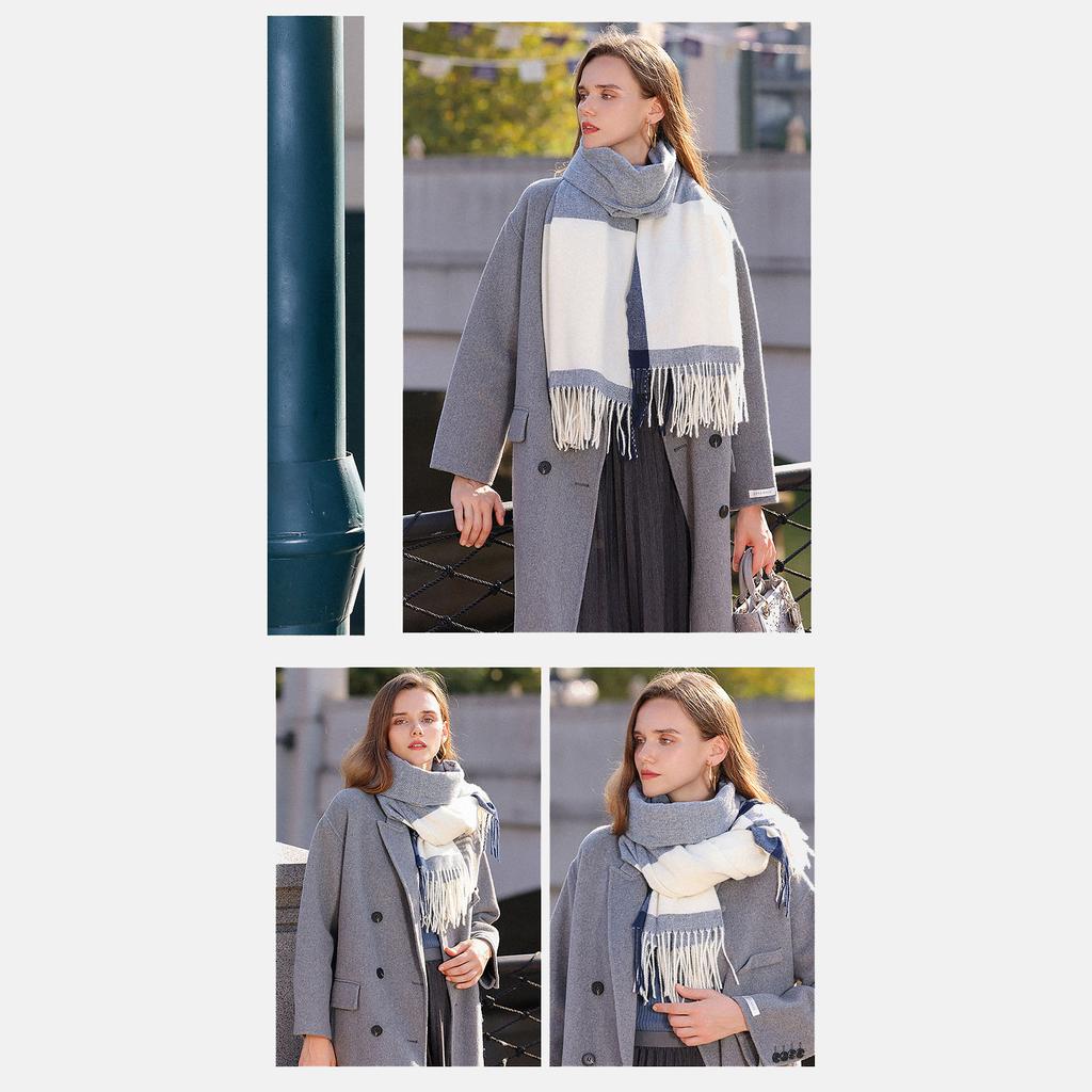 Mix Color Scarf Fringe Warm Autumn and Winter Scarf Stylish Shawl Faux Wool Scarf Couple Type Scarf