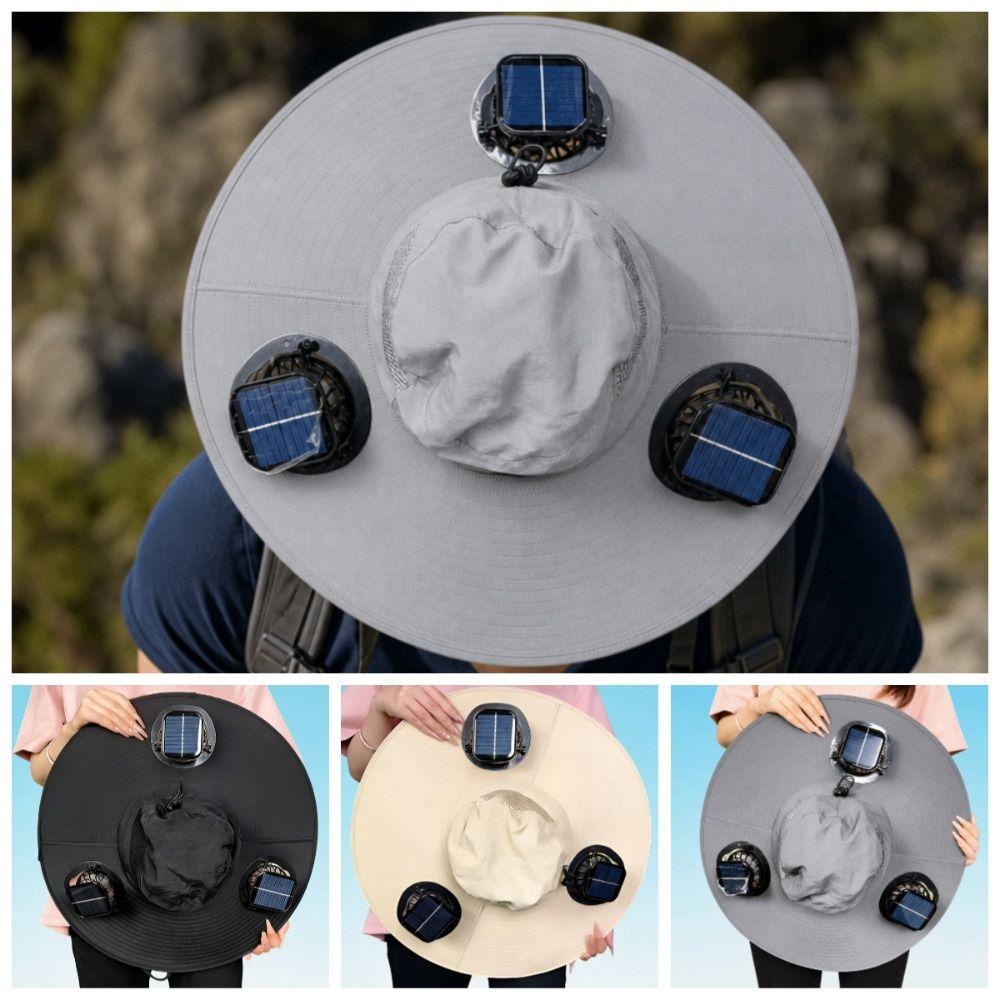 UV Protection Summer Fan Visor Cap Breathable Fishing Bucket Hat Solar Fan Hat Hiking