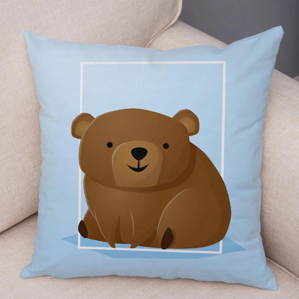 Милый мультяшный животный декор, наволочка, свинья, медведь, корова, акула, диван, наволочка для комнаты, детский сад, дом