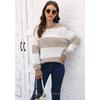 Женский свитер свободного покроя с контрастными полосками в стиле пэчворк на осень/зиму