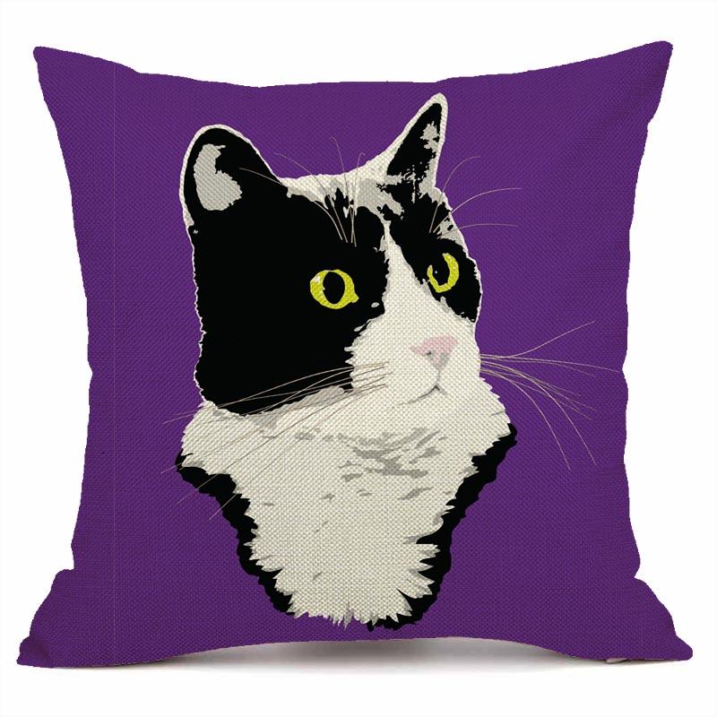 RZN черная льняная наволочка для домашнего животного и кота, квадратная декоративная наволочка для дивана, чехол для подушки с животным узором 45X45 см