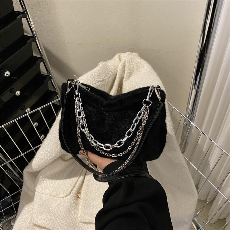 Модная сумка через плечо для женщин, новая модная универсальная меховая сумка через плечо для женщин, сумка Ins Niche Chain