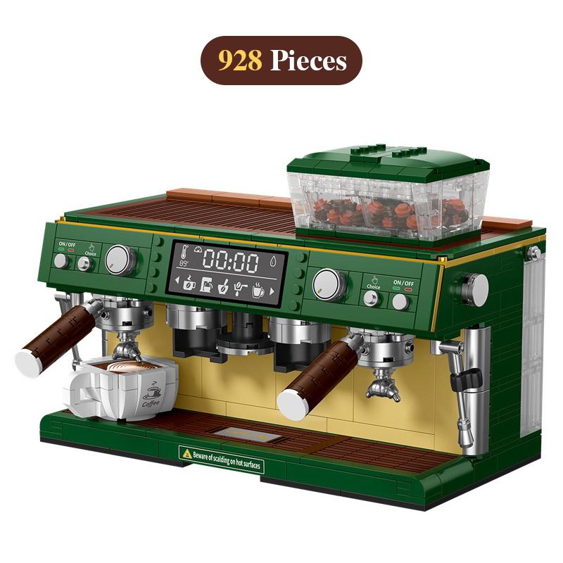 Retro Coffee Machine Building Block Puzzle Building Children's Brick Home Decoration Desktop Toys for Kids Adult Christmas Gifts