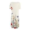 Women's Fashionable Print Round Neck Loose Short Sleeved Pocket Pullover Dress