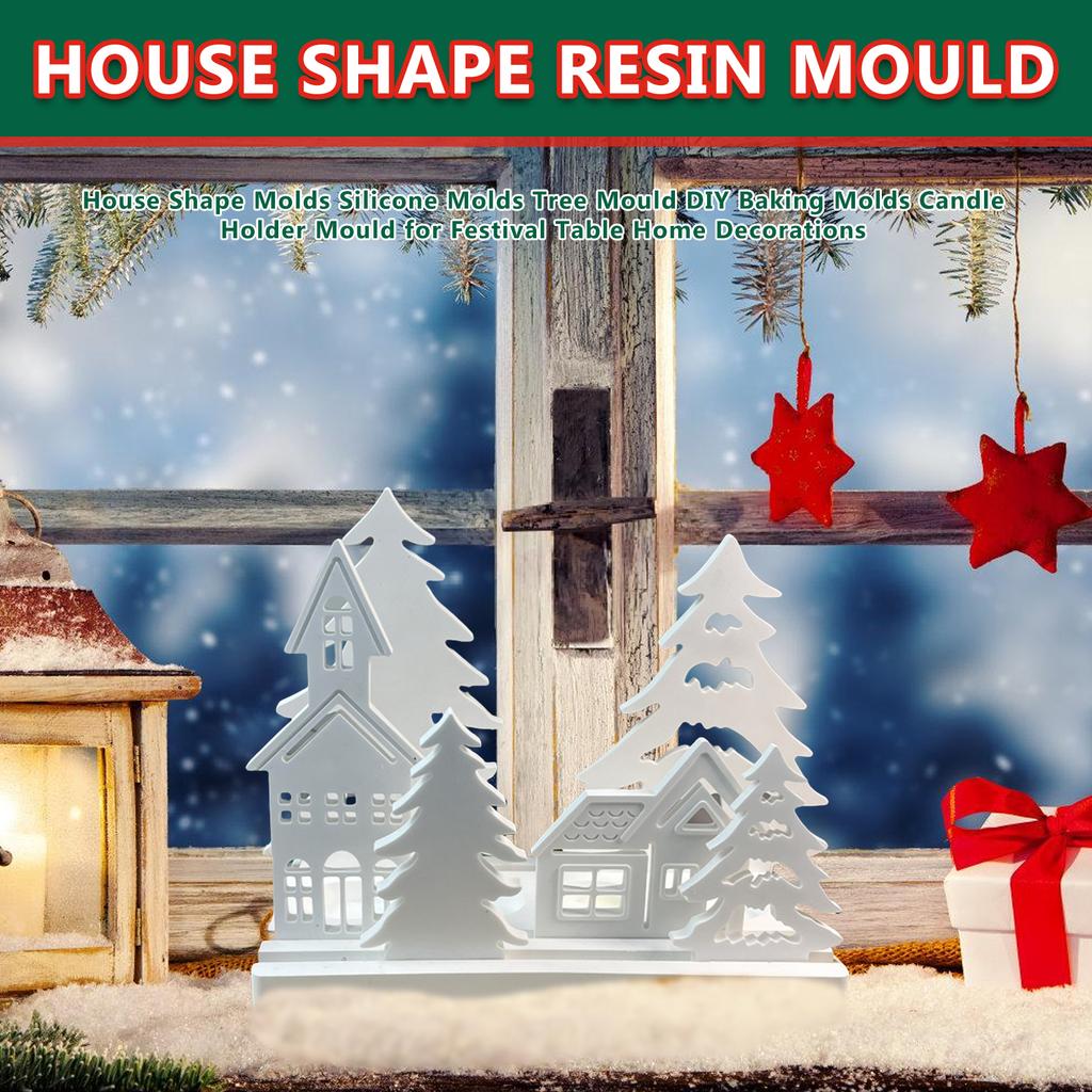 Силиконовые формы в форме домика, форма для подсвечника, литые формы ручной работы, формы для мыла своими руками, формы для деревьев для праздничных украшений