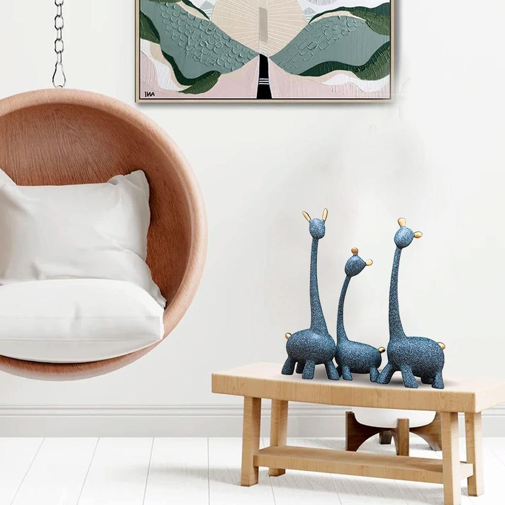 Скульптурная семья из трех статуй, скульптуры из смолы для украшения дома, аксессуары для статуэток, поделки, настольные украшения (Упаковка из 3 шт., синий цвет)