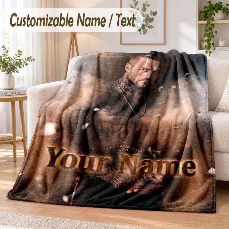 Kontra K Custom Name Flannel Throw Blanket Soft Warm for Sofa Bed Indoor Home Use
